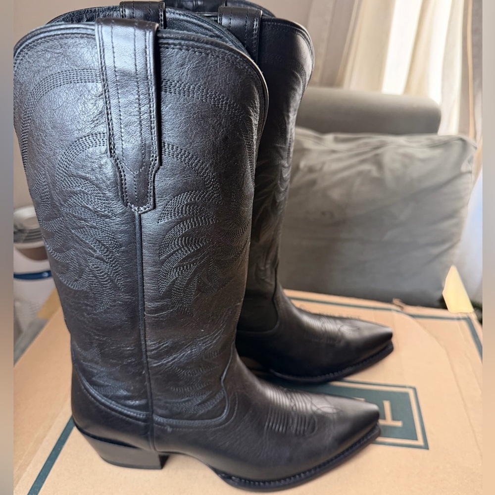 Tecovas Black Leather Cowboy Boots